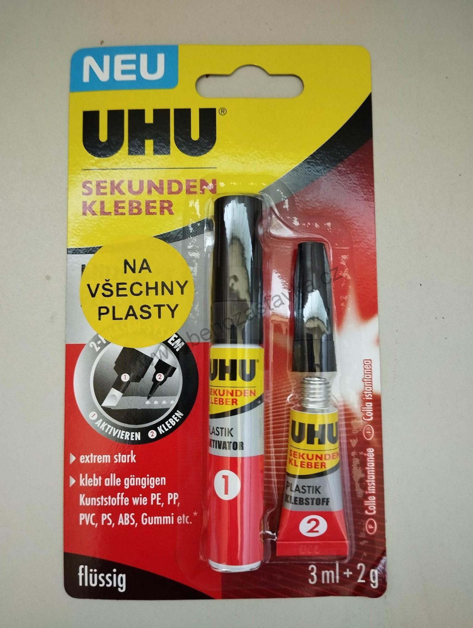 Sekundové lepidlo na všechny plasty UHU SUPER GLUE Plastik 3 ml + 2 g