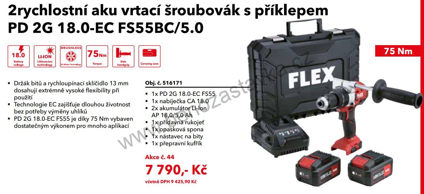 2rychlostní aku vrtací šroubovák s příklepem PD 2G 18.0-EC FS55BC/5.0 - FLEX