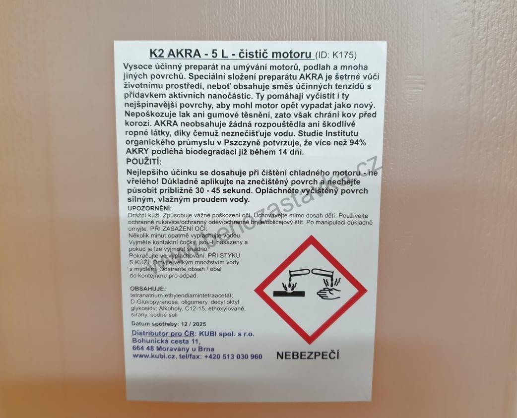 Čistič motoru/odmašťovač - AKRA K2 - 5 L
