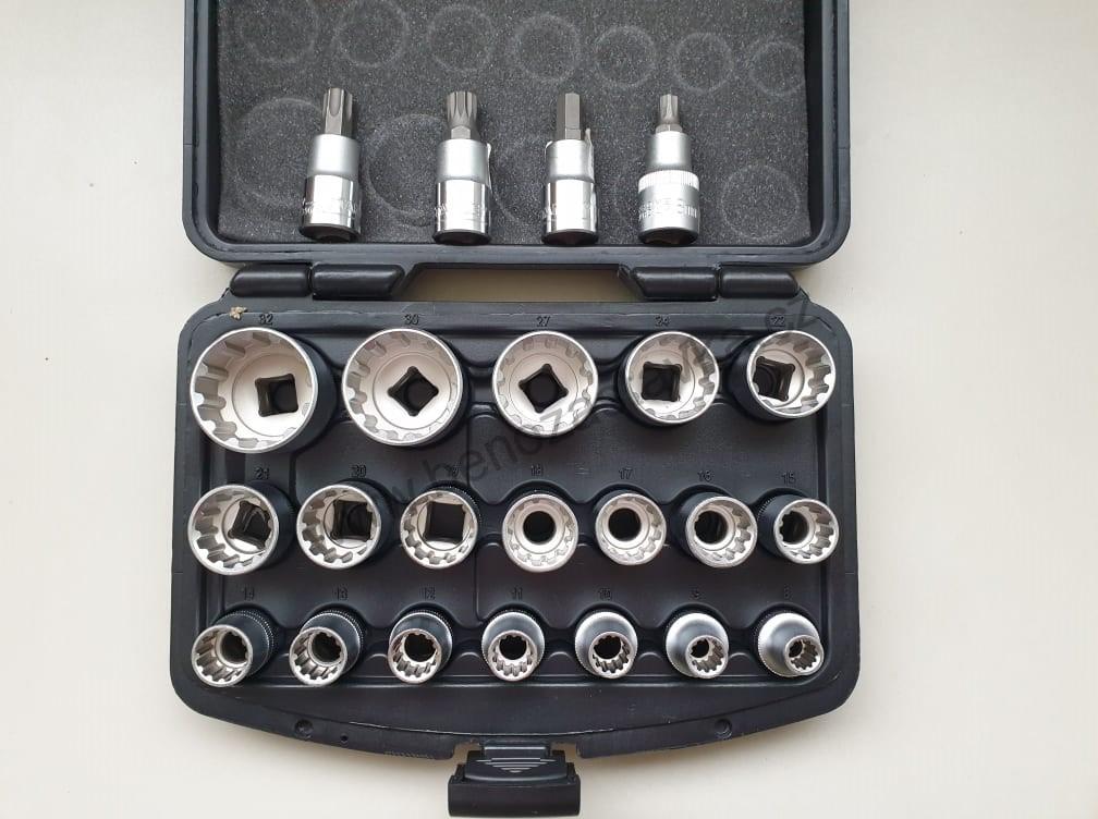 Sada hlavic MULTILOCK - 1/2" - 19 dílů - Fervi