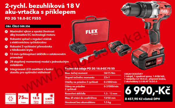 SADA - Aku-vrtačka + Stupňovité vrtáky - FLEX 