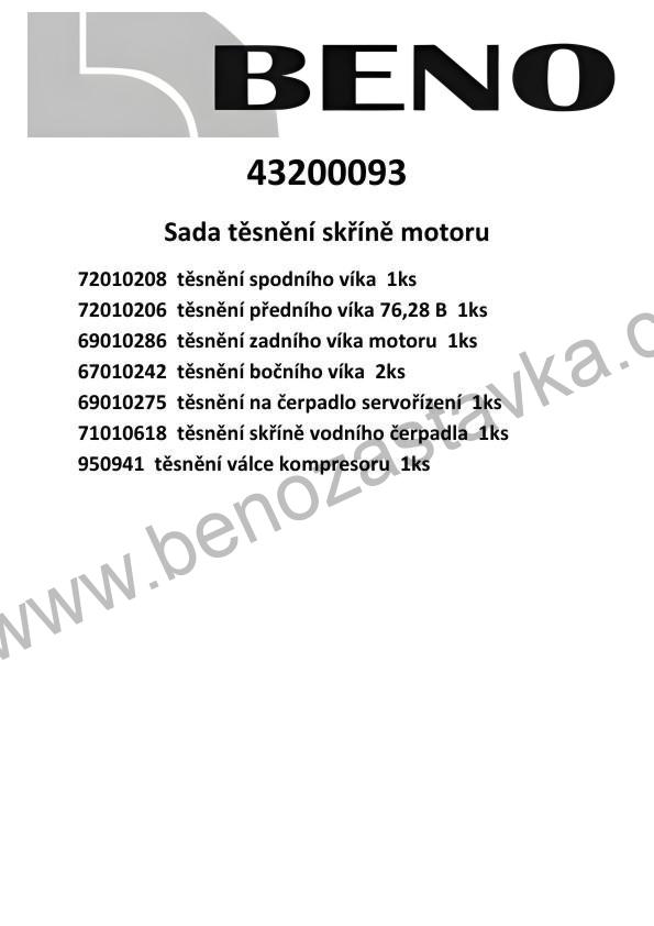 Sada těsnění skříně motoru čtyřválec - Zetor URI