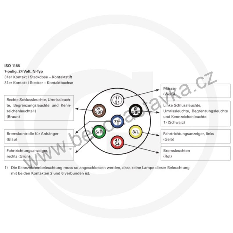 Konektor, 7-pólový 24V-16A - ISO 1185