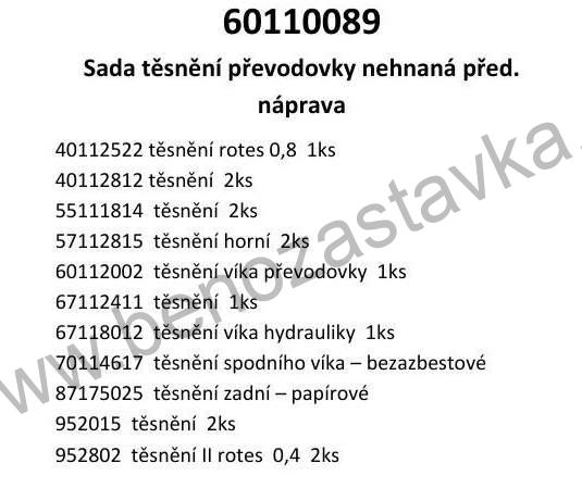 Sada těsnění převodovky - Zetor URI