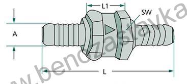 Zpětný palivový ventil - 12x12mm - 12/70/24 mm