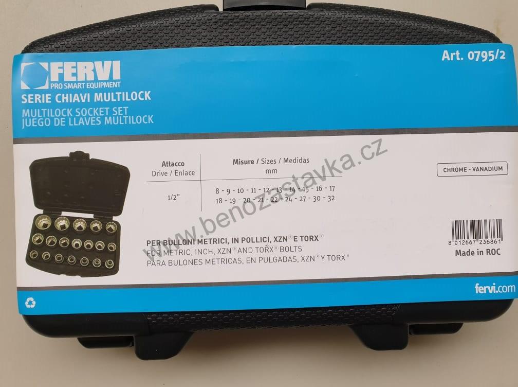 Sada hlavic MULTILOCK - 1/2" - 19 dílů - Fervi