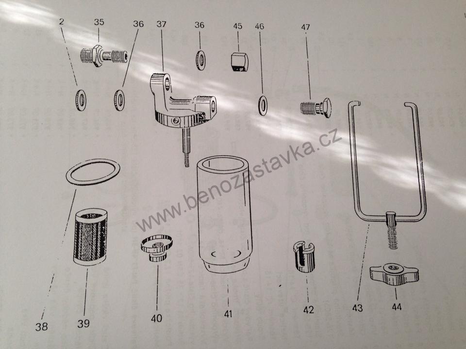 Skleněná usazovací palivová jímka vysoká - Zetor 25 A/K